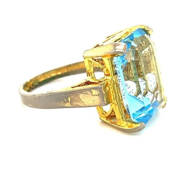 Heavily Used Faux Blue Topaz Ring - Picture 3 of 9